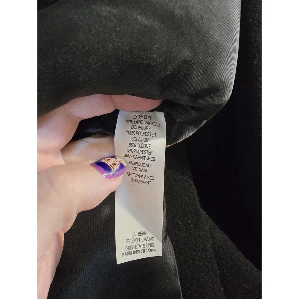 Vintage L.L. Bean 100% Lambswool Women's Black Coat Jacket‎ Size 12.